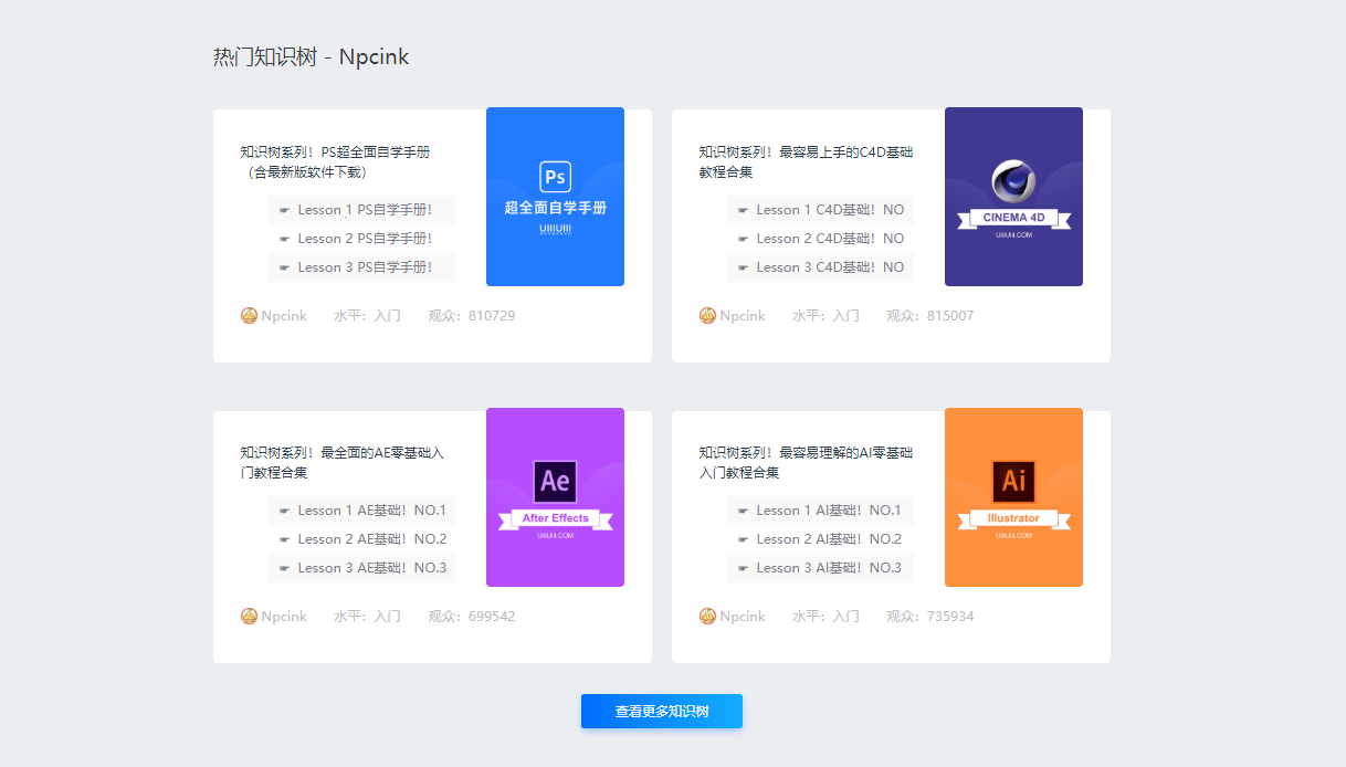 优优教程网四格卡片引导历史效果截图